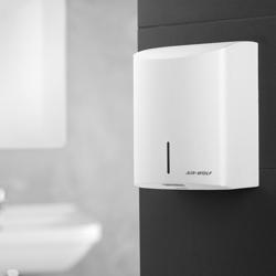 AIR-WOLF | Commercial Hands-In Automatic Hand Dryer – White Stainless Steel-10–15 s dry time-HEPA filter-Drip tray