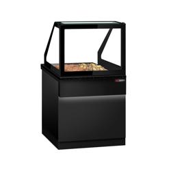 Vitrină caldă profesională TORONTO - 800 mm - front negru - pentru 2x GN 1/1 - blat de lucru din granit negru