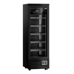 Murale Refrigerato Professionale - 630mm - 443l - +0°/+8°C - con 1 porte a battente in vetrocamera & 5 ripiani - Nero