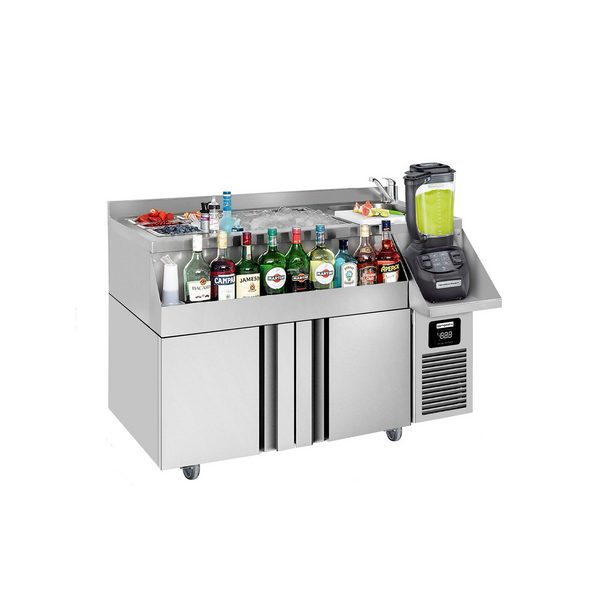 Bar & Dranken koelwerkbank - 1200x600mm - 150 liter - met 2 deuren & planken