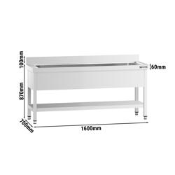 Mycí stůl Premium - 1600x700mm - se spodní policí a  1 dřezem