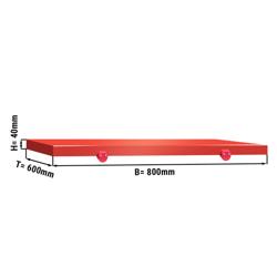 Πλάκα κοπής πολυαιθυλενίου HDPE 500 - 80x60 cm - 4 cm - HACCP - Κόκκινο - με 4 στοπ