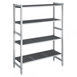 Scaffale in alluminio anodizzato - 1320x1800mm - Profondità: 360mm - con 4 ripiani - Portata: 900kg