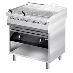 Gas watergrill - 22kW - 0,8x0,7m - Gietijzeren rooster - 2 grillroosters - Staand model - 700mm diep - RVS