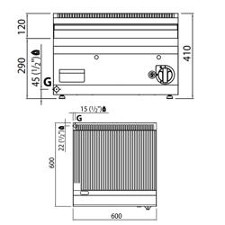  Commercial Gas Griddle Plate - 8 kW - Ribbed