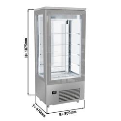 Vitrine réfrigérée 4 faces vitrées - 400L - 800mm - avec 5 étagères en verre - 1 porte vitrée arrière