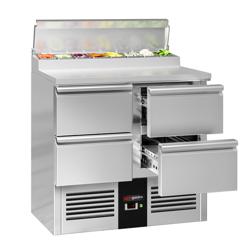 Saladette / mesa de preparação PREMIUM - 0,9 x 0,7 m - com 4 gavetas 1/2