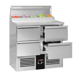 Zubereitungstisch Mini PREMIUM - 900mm - 4 Schubladen - für 5x GN 1/6