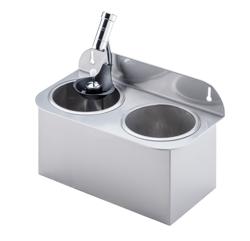 Lavador de colher de gelado WATERSTOP com duche para porcionador com válvula antirretorno integrada & regulador de jato de água integr. incl. prato coador incl. coador - 312x161x210mm