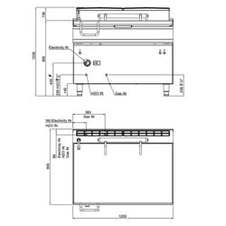 Kantelbare braadpan - Gas - 120L - 30,0kW - met gemotoriseerde kanteling en vulkraan - 1200x900xH1058mm - 900 line