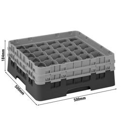 CAMBRO | CAMRACK® - Cestello per il lavaggio dei bicchieri 1/1 - 36 scomparti - con 2 estensori - 500x500mm - Nero