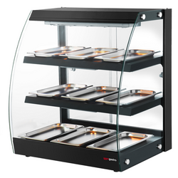 Vitrina calefactora - 650mm - con 3 estantes - negro