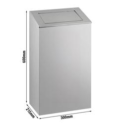 Commercial waste bin - With push flap - 38 litres - Silver - Stainless steel
