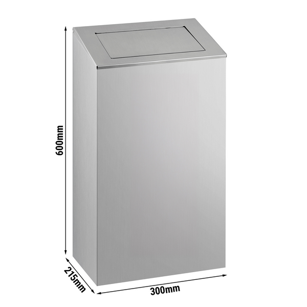 Cubo de basura con tapapor presión - 38 litros - plateado