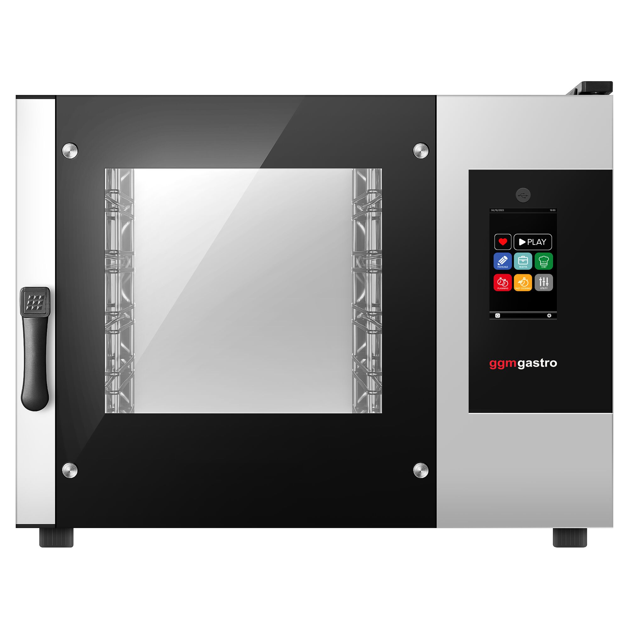Bakery-Electric Commercial Combi Oven - Touchscreen Controls - 4x EN 600x400 - incl. Automatic washing system, Core temperature probe, HACCP monitoring, USB