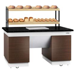 Bakery Display Counter DUBLIN - 1600mm - with 2 shelves - on castors - black granite worktop