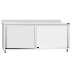 Paslanmaz Çelik Dolaplı Çalışma Tezgahı ECO -2000x600mm  - Sürgü Kapılı ve Sırtlı