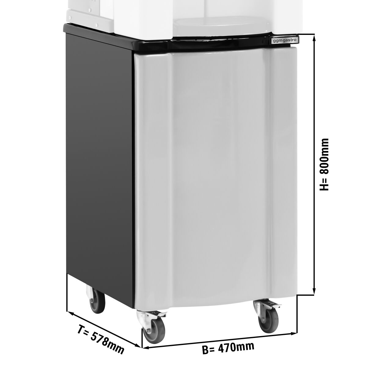 Support - "OPE24E" - à poser - Gris - Kunststoff et acier peint - 470x578x800mm - avec 4 roulettes - pour Presse-oranges OPE24E