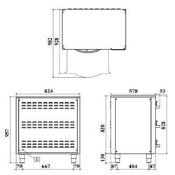 Warmhoudkast - 6,0kW - GN 1/1 - 3 laden - 824x578x957mm
