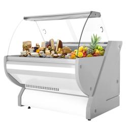 Banco gastronomia professionale / Banco Macelleria  - 990x1150mm - Statica - 250 L - Vetro curvo - Colore Bianco - piano di lavoro in granito
