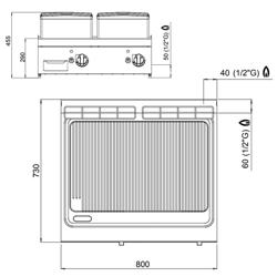 Plaque de cuisson à gaz - 13,8 kW - rainurée