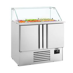 Saladette PREMIUM PLUS - 978mm - 2 deuren - met rechte glazen opzetvitrine voor 6x GN 1/3 & 3x GN 1/6