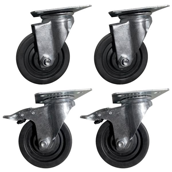(4 pieces) Refrigeration Swivel Castor Set – 2 braked + 2 unbraked - BKJ/KSJ/POG/POJ/ZBG/TKSJ