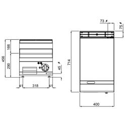 Fry-top electric - 4,8 kW - suprafață Netedă - suprafață de gătire: 400x700 mm - de banc