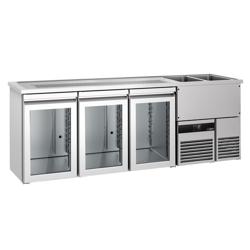 Barkoelkast PREMIUM - 2500x700mm - 3 glazen deuren