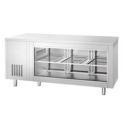 Gekoelde tafel - 1800x700mm - 3 deuren aan de achterkant - met glazen voorkant