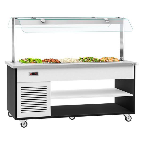 Commercial Refrigerated Buffet Trolley – 5x GN 1/1 - 1900 mm -2 to +4 °C - Glass Sneeze Guard