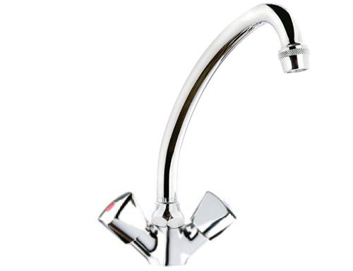 Monobloc mixer tap 11000 - swan-neck spout - with twin levers & swivel spout - height 255mm
