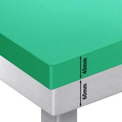 Edelstahl Arbeitstisch PREMIUM - 600x600mm - mit Grundboden - inkl. Schneideplatte Grün