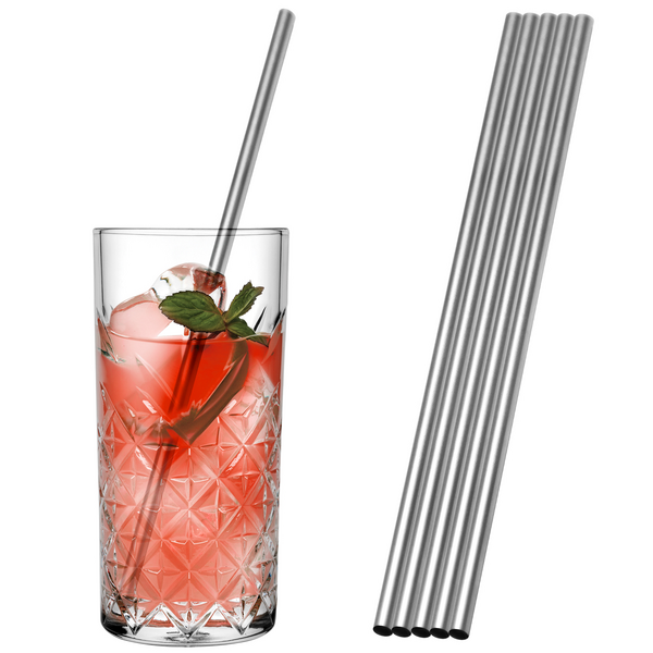 (50 bucăți) Paie de băut din oțel inoxidabil - 6 x 200 mm - drepte