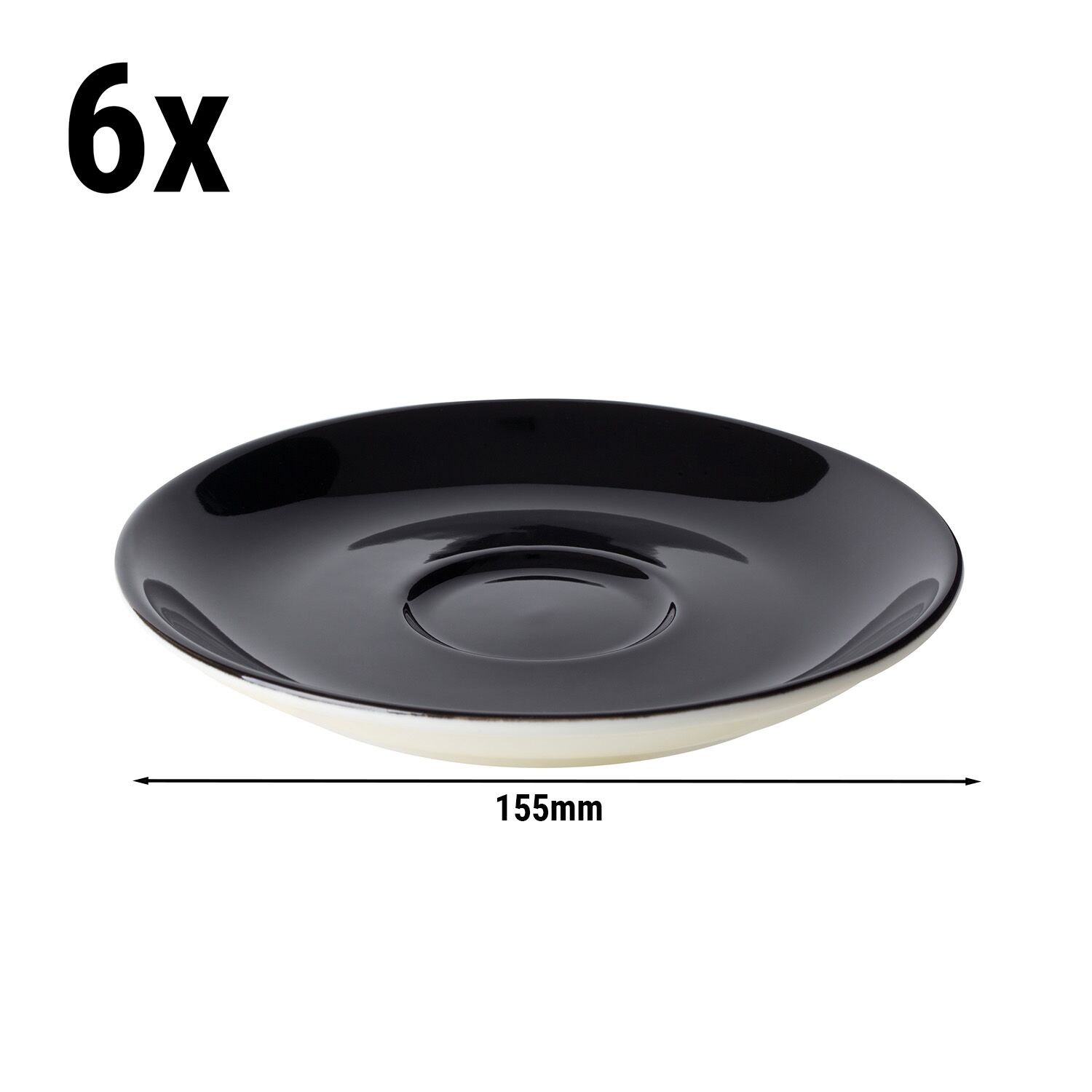 (6 pièces) BART COLOUR CAFE – Sous-tasse à cappuccino – Ø 155 mm – Noir