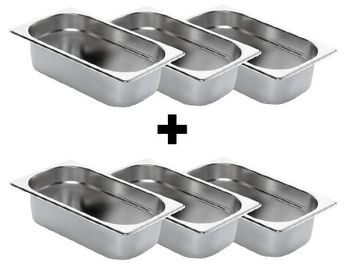 (6 pièces) Bac GN 1/4 en inox – Hauteur : 65 mm