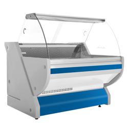 Soğuk Teşhir Dolabı - 1325x1150mm - bombe camlı - LED aydınlatma; statik soğutma; dijital termostat - ön panel mavi; granit tezgah