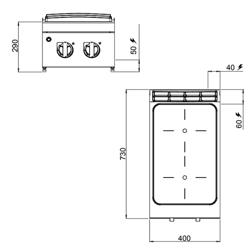 Infrared Hob - 6.4kW - 2 zones