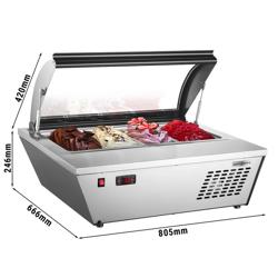 Tabletop ice cream display case - 805mm - for 4x 5 litre ice cream containers - domed lid