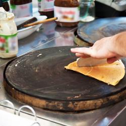 Saladette - 1210x700mm - 4 lades - voor 9x GN 1/6 - incl. crêpesapparaat, deegverdeler & houtspatel
