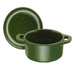 STAUB | CERAMIQUE - طنجرة كوكوت صغيرة - بقطر 100 مم - دائرية - سيراميك - أخضر ريحاني