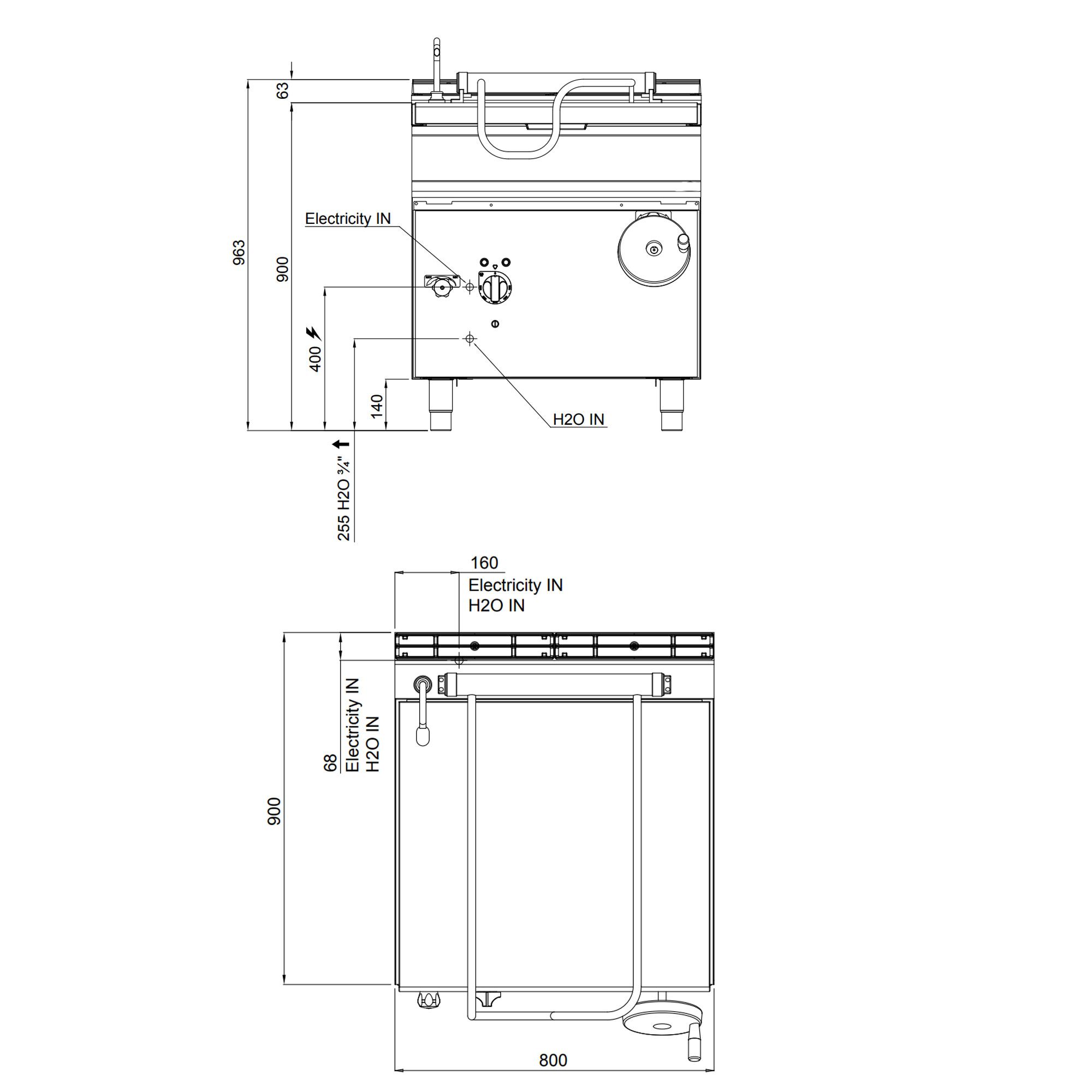 Poêle basculante électrique - 80 litres - 9,6 kW