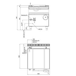 Brasiera elettrica ribaltabile Serie 900 - 80L - 9,6kW - ribaltamento motorizzato - rubinetto carico acqua