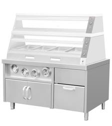 Armário baixo para dispensador de bebidas – com suportes para copos e recipiente para gelo - 1500x800mm - para mesas de trabalho série ATK 700mm de profundidade