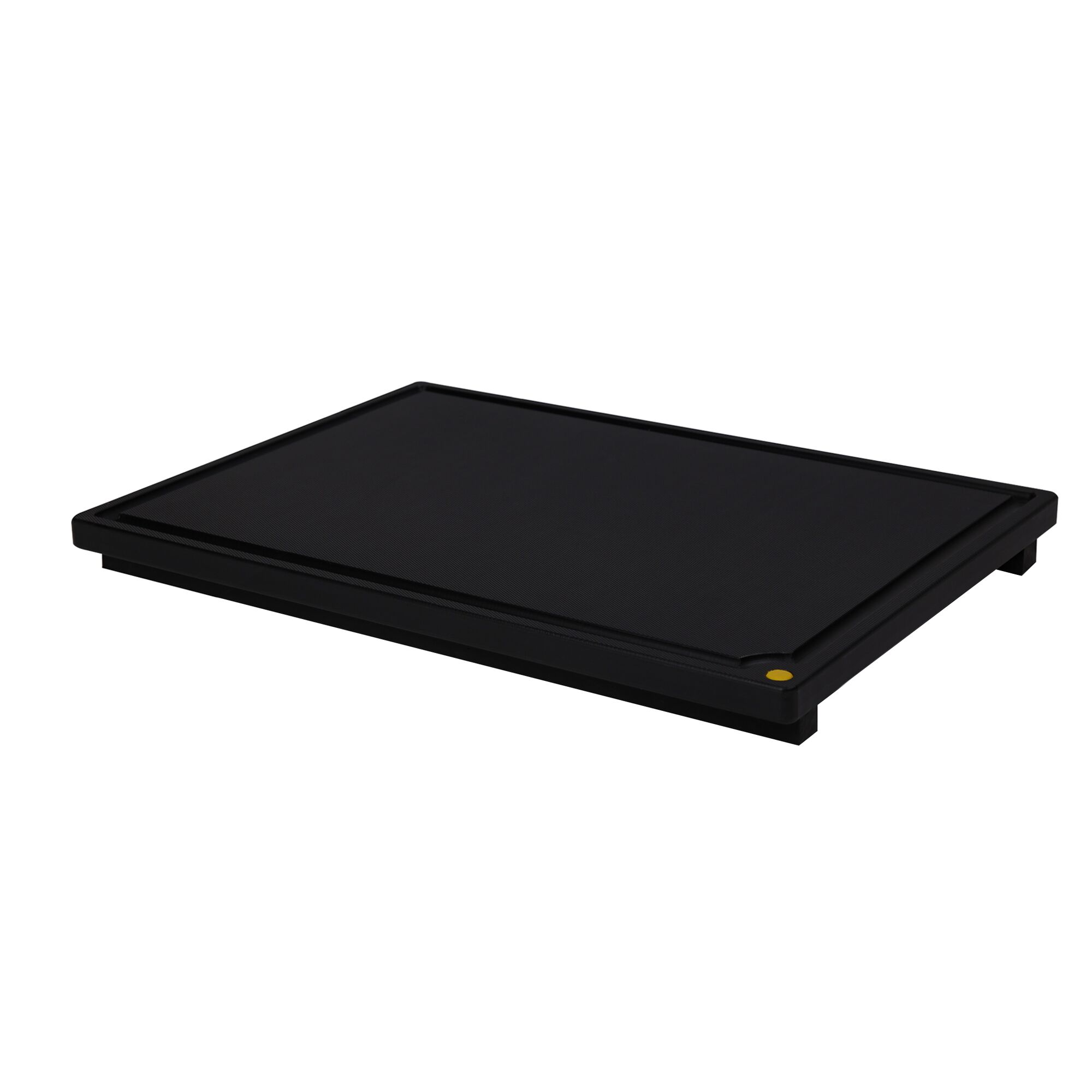 Planche à découper avec rigole à jus - 400x305mm - Épaisseur: 20mm - Conforme HACCP - Polyéthylène - Noir