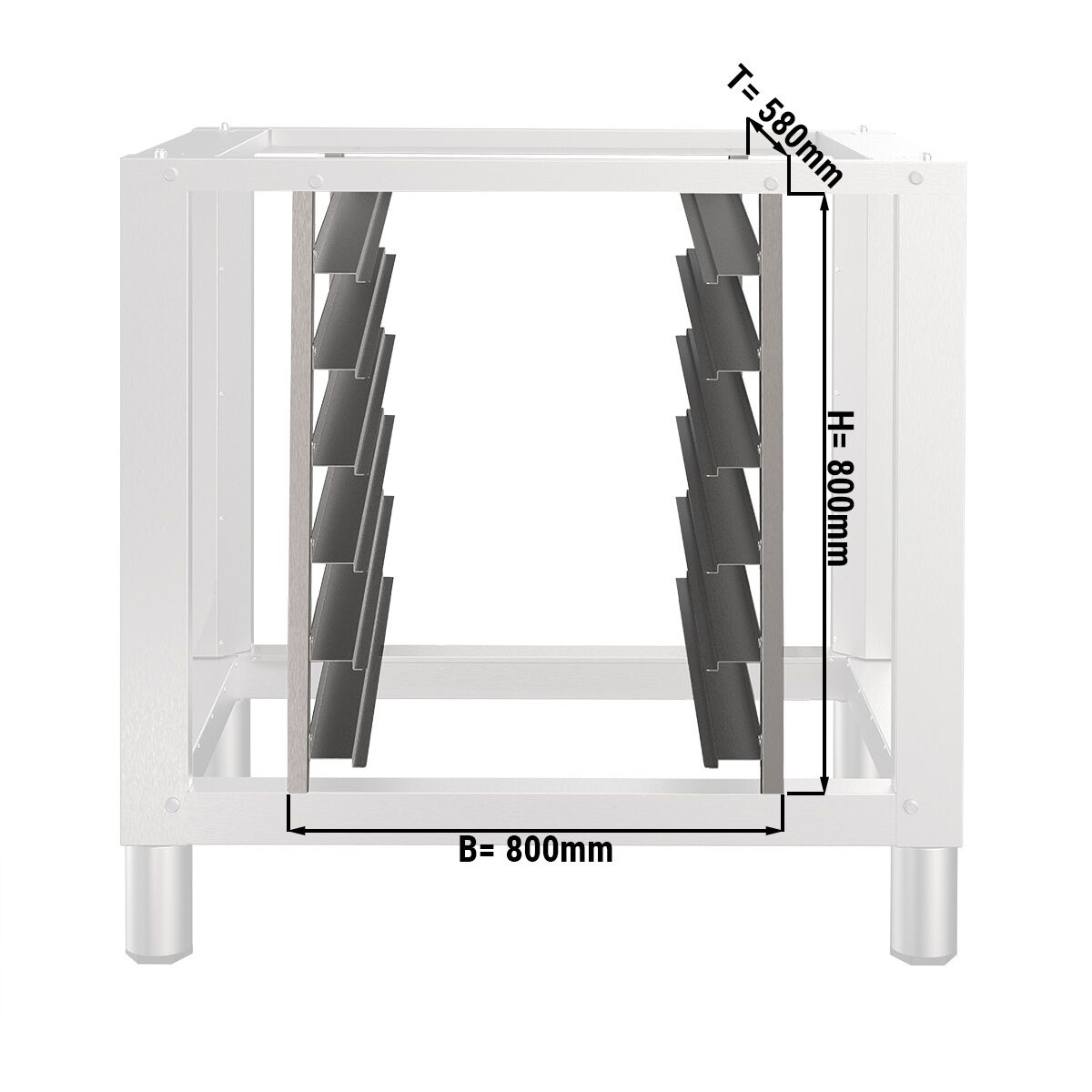 6x GN 1/1 Rack for Base Frame - 800x580x800mm - Stainless Steel - for HUV800-2