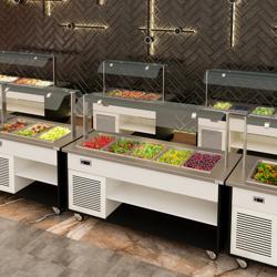 Heated Buffet Trolley DANZIG - 1600mm - for 4x GN 1/1 - Mobile - with Gantry - with Sneeze Screen