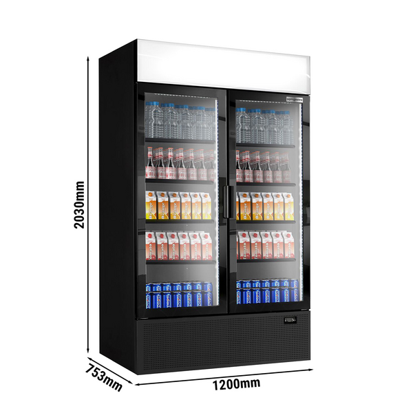 Drankenkoelkast - 1200 liter - Frameloos ontwerp - met 2 glazen deuren & Reclamedisplay
