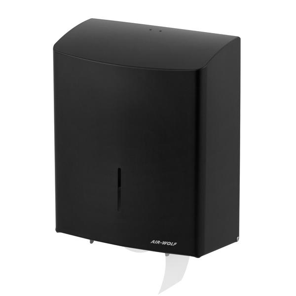 AIR-WOLF | Duplex-Çift taraflı kağıt rulo havlu dispenseri - 3 ev tipi rulo veya 1 büyük rulo için - paslanmaz çelik - mat siyah