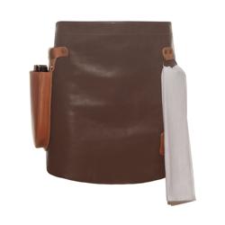 KARLOWSKY | Schort met Leren Voorbinder - Mokka